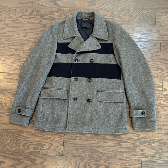 Scotch & Soda Men’s Gray and Navy Wool Peacoat Size XL - Picture 2 of 14